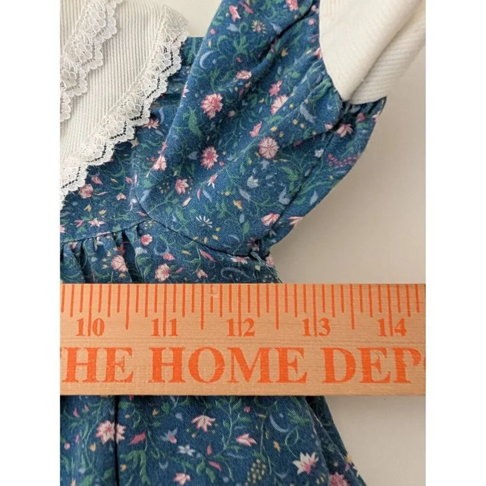 Vintage Winnie the Pooh Brand Floral Dress Girls Size 5 Blue Short Sleeve